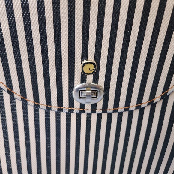 RARE 1970’s Vintage Striped Coated Leather Teens School Book Bag Satchel Korea - Picture 7 of 9